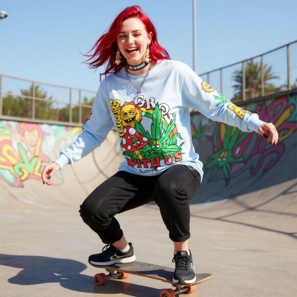 Grow Long Sleeve Graphic Tee by No Hours – Mushroom Magic & Mycelial Rebirth - Picture 3 of 4